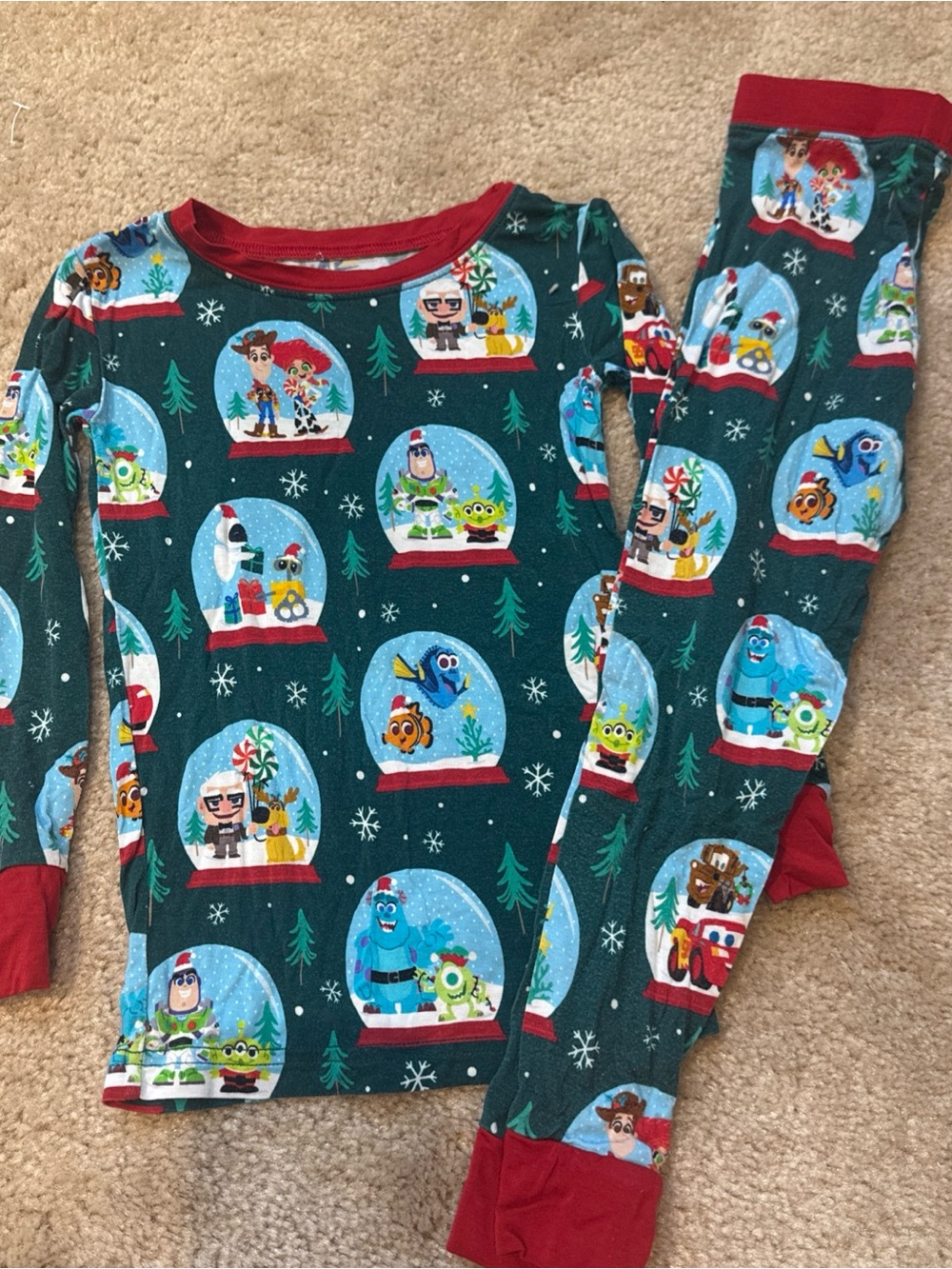 Little Sleepies DISNEY PIXAR SNOW GLOBES Two Piece Long Sleeve Pajamas SIZE 3T